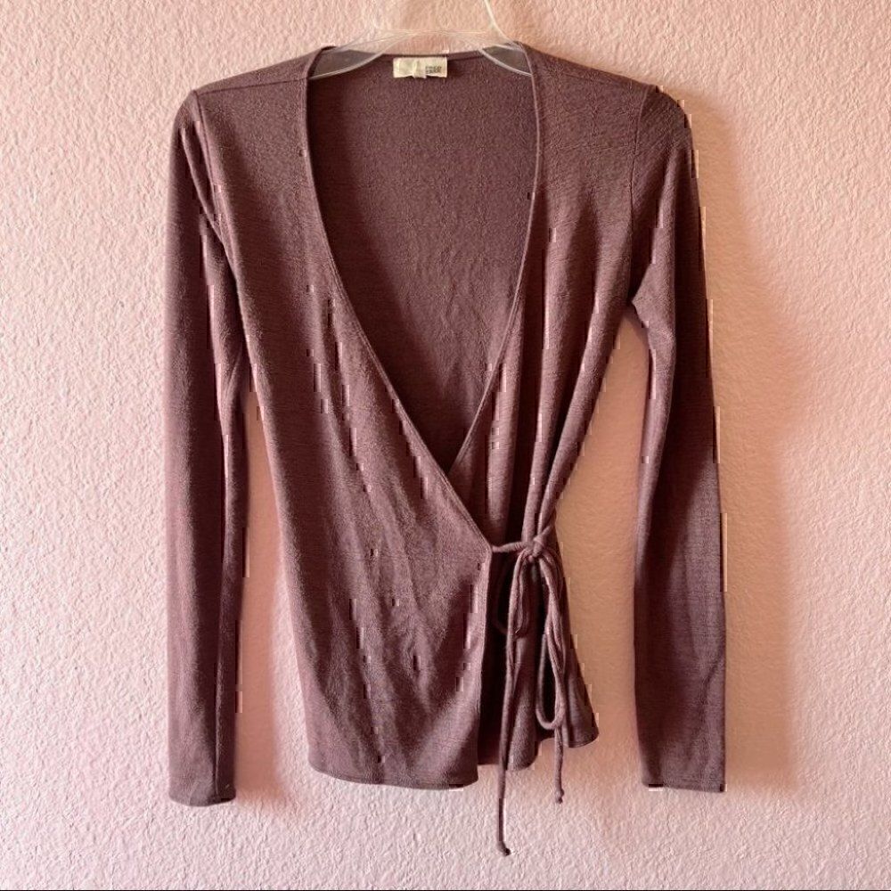 Aritzia Wilfred Free Wrap Cardigan Womens XXS  Mauve Brown Cozy Soft Capsule